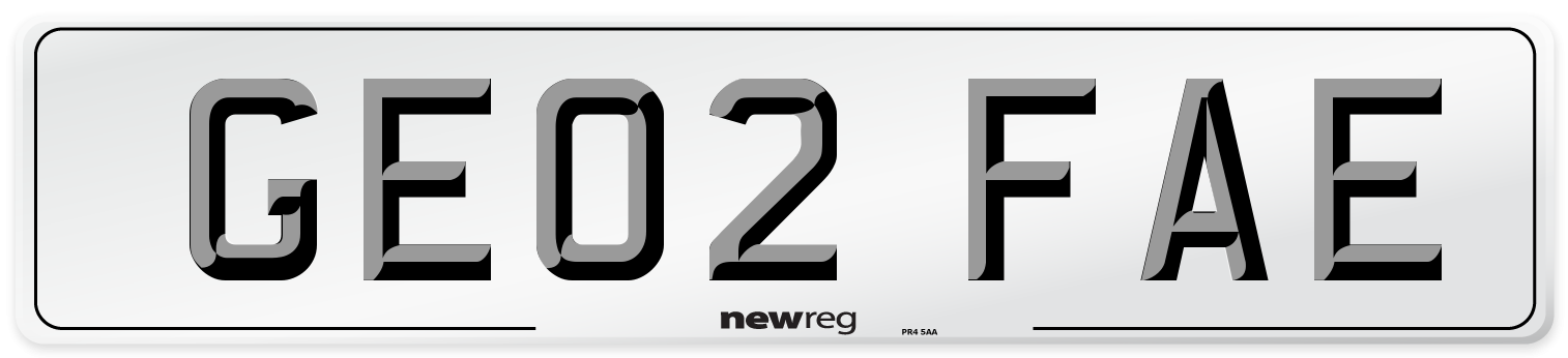 GE02 FAE Number Plate from New Reg
